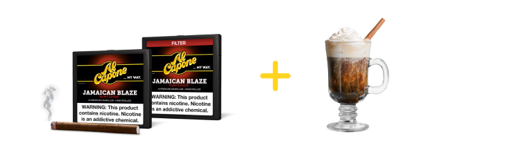 perfect harmony between cigar and coffee, coffee flavor pairings with Al Capone Jamaican blaze cigarillos